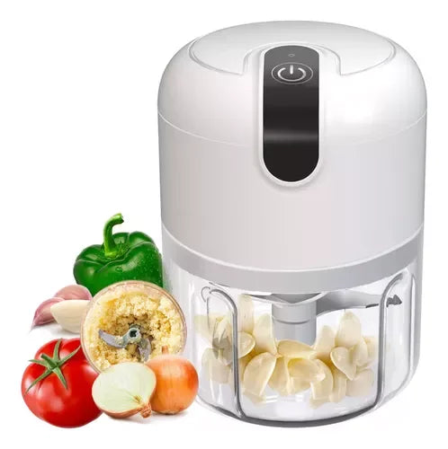 Mini Processador Elétrico Moedor Carne Vegetais Alho Fruta Amendoim Recarregável USB 250ml